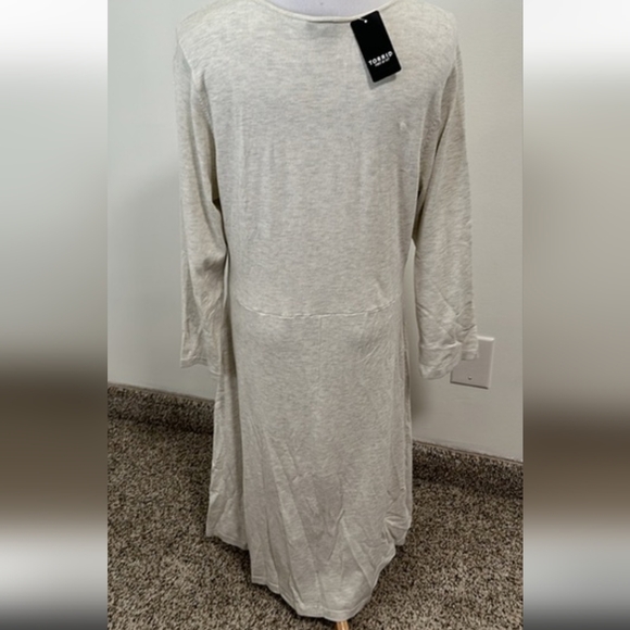 NWT Torrid Cream Long Sleeve Skater Dress with Crisscross Neckline - Picture 3 of 5